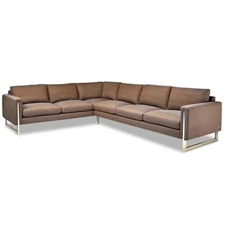 Contemporary Sectional Sofa with Track Arms and Metal Legs